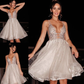 A-Line/Princess Sleeveless Beading Tulle V-neck Short/Mini Homecoming Dresses       fg433