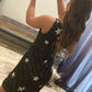 Black Sequin One-Shoulder Short Homecoming Dress with Beaded Stars    fg584