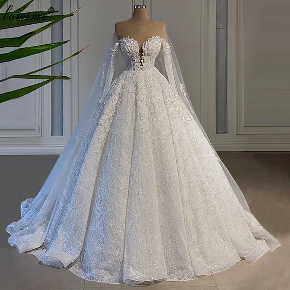 Wedding Dresses A-line Long Sleeves Princess Wedding Gowns   fg710