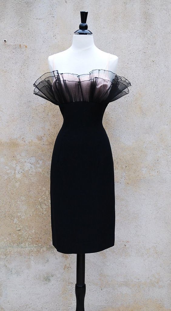 Simple black satin prom dress short evening dress     fg832