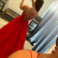 Red Spaghetti Straps Long Prom Dress with Appliques     fg84