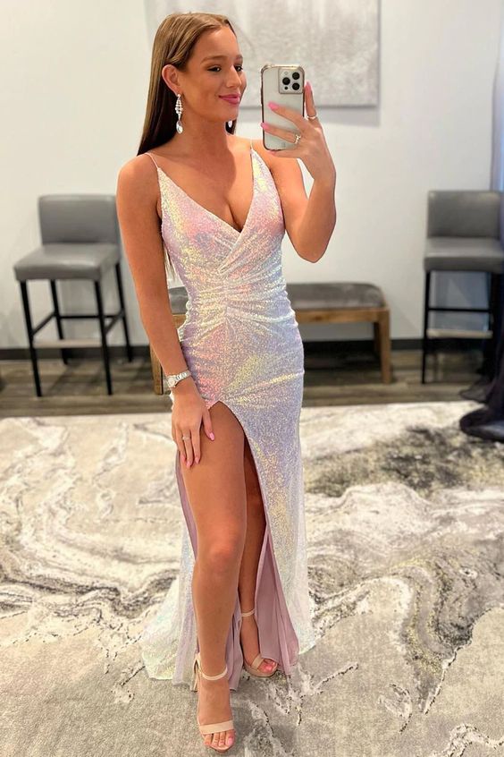 Pink Sequined Mermaid Prom Dress      fg847