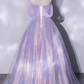 Shiny tulle sequins long purple prom dress A-line evening dress    fg966